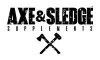 Logo for Axe & Sledge Supplements, featuring text and crossed axe and sledgehammer.