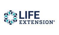 Life Extension logo with a geometric flower design in turquoise and navy, with the brand name.