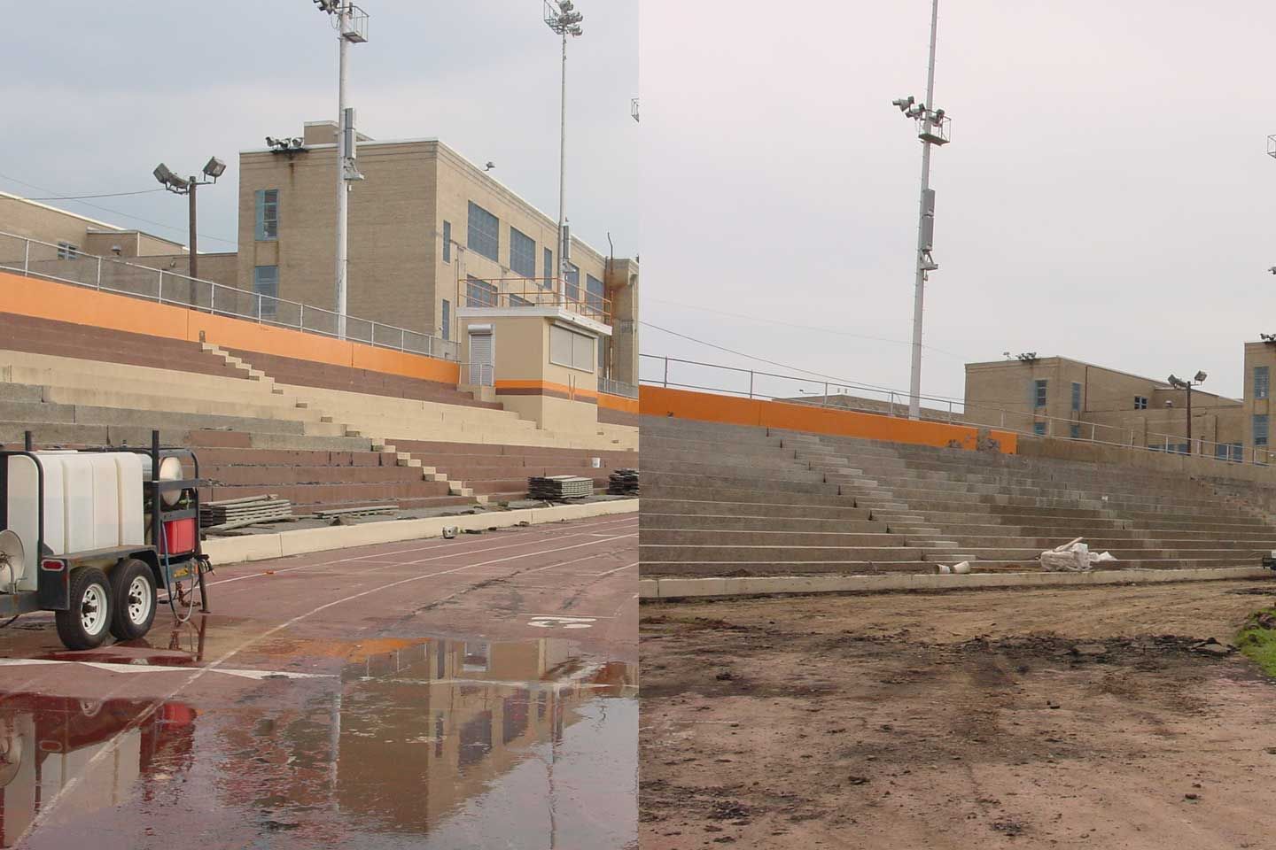 Before and after power washing
