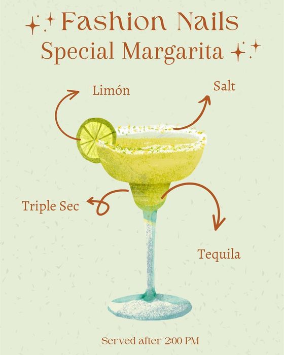 A recipe for a special margarita with fashion nails