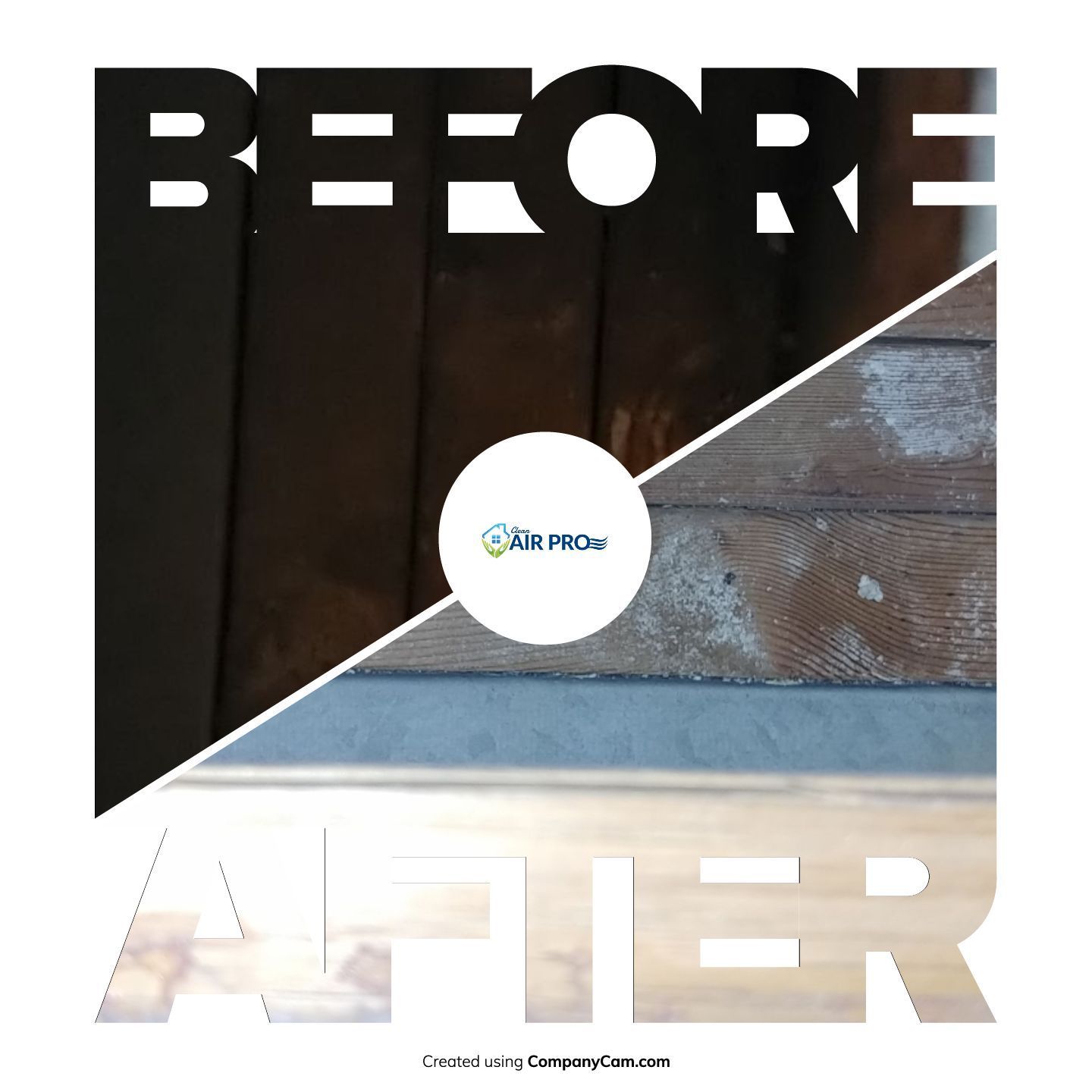 A before and after picture of a wooden fence