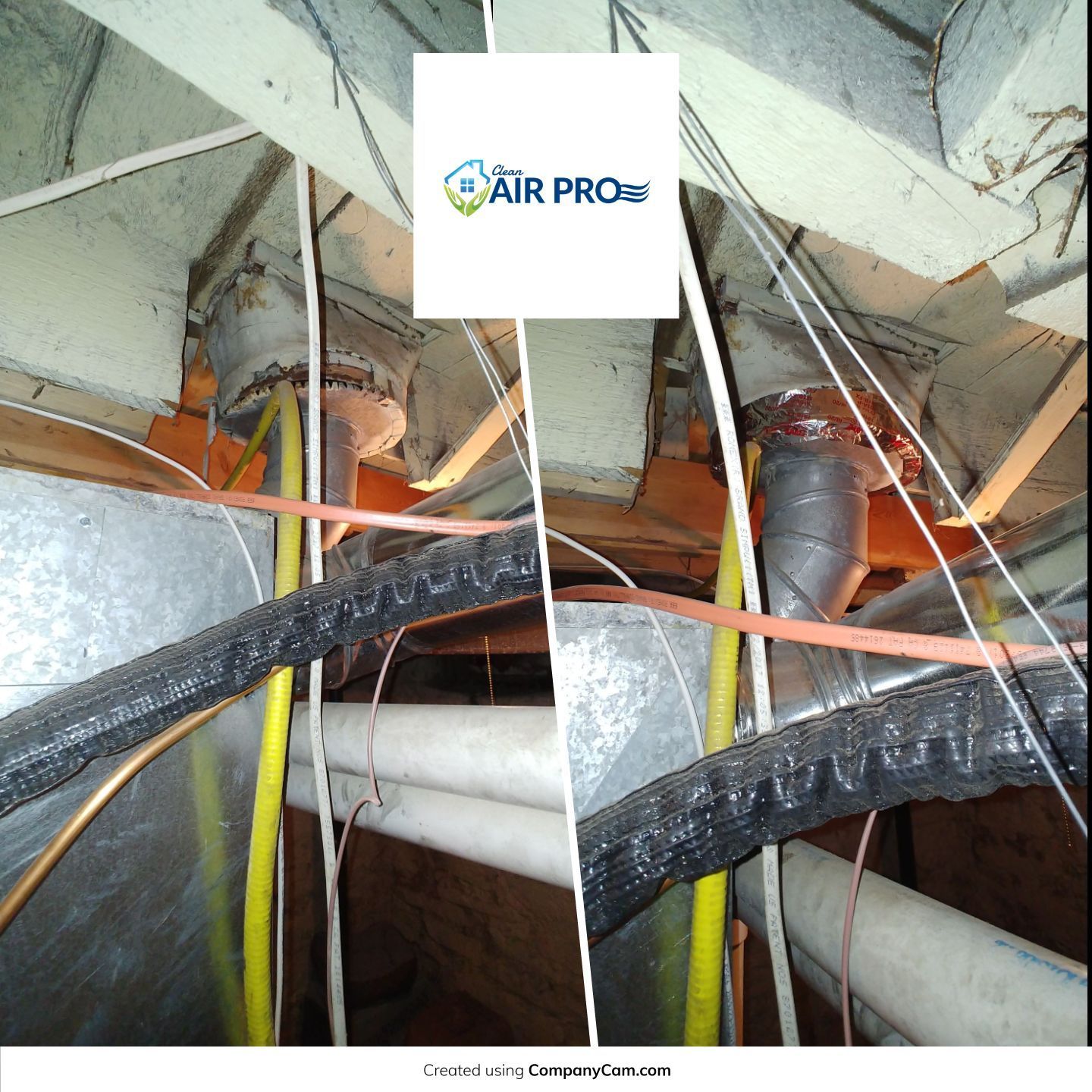 A picture of a ceiling with a sign that says air pro