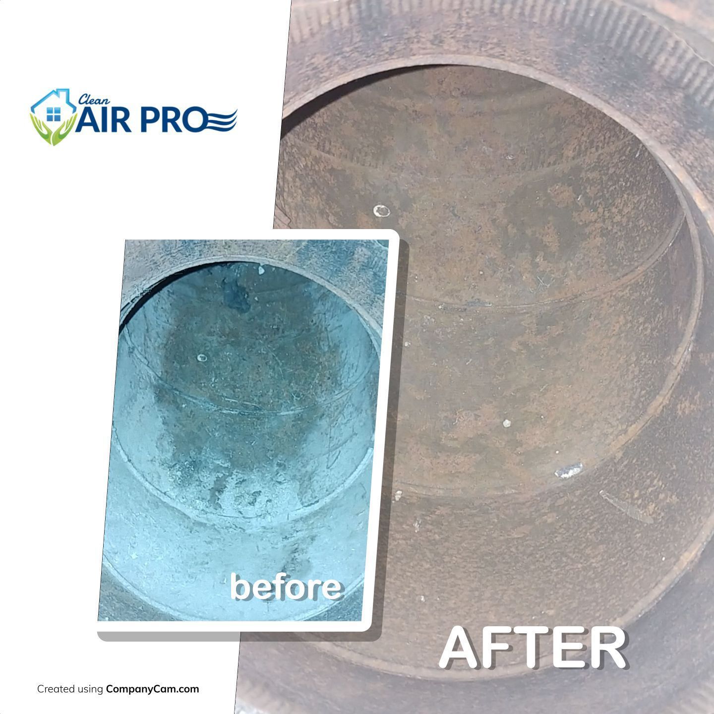 A picture of a tire before and after being cleaned by air pro