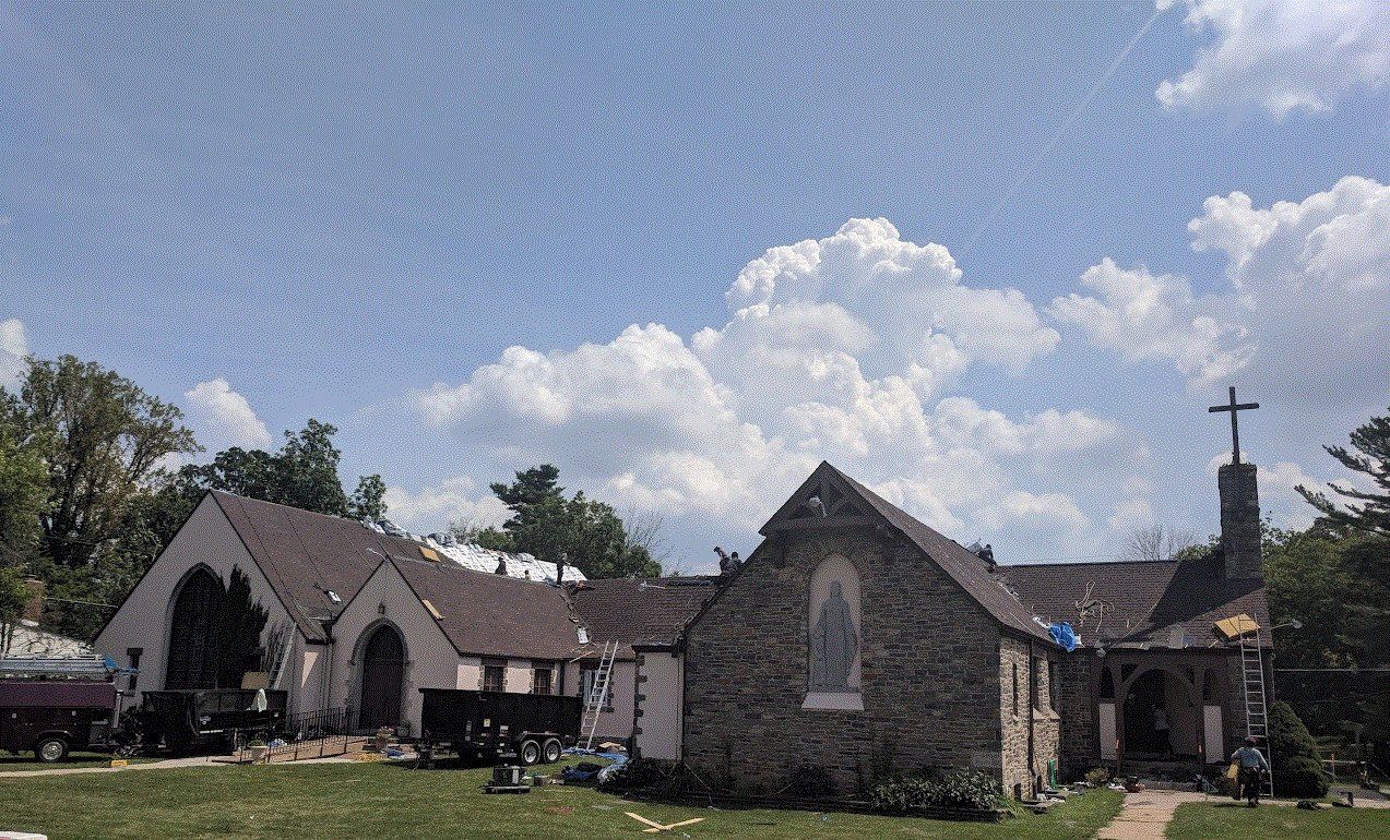 Church with newly installed roof