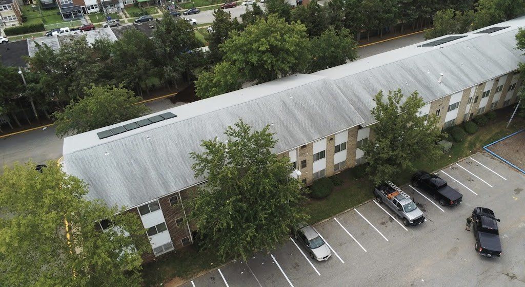 Apartment complex with dirty roof