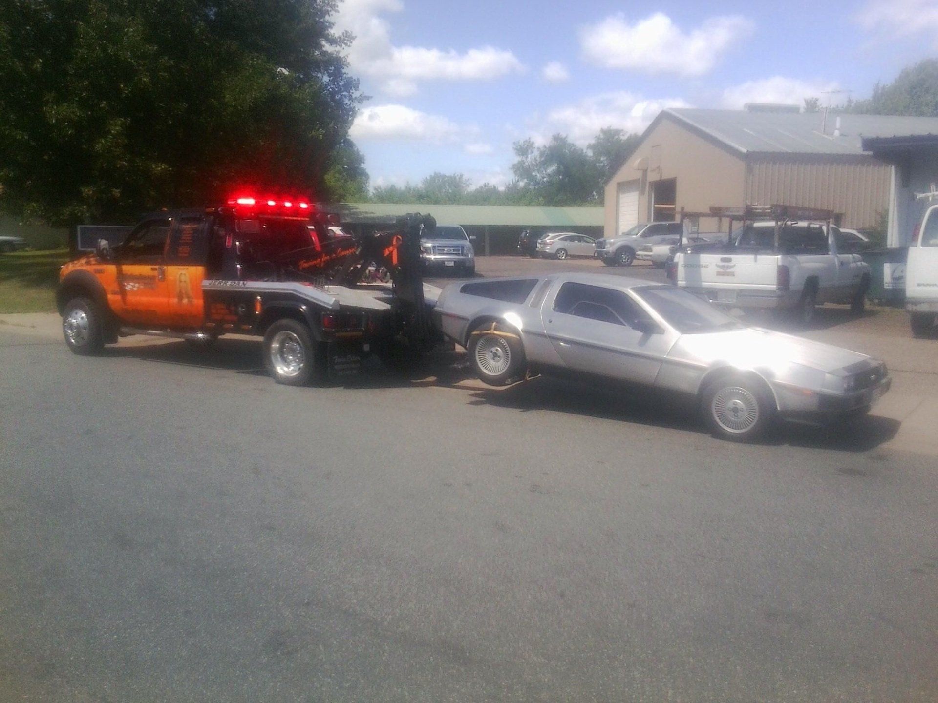 Towed silver car
