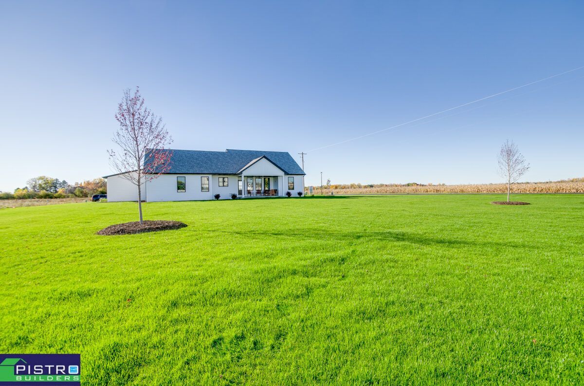 Green lawn and a house