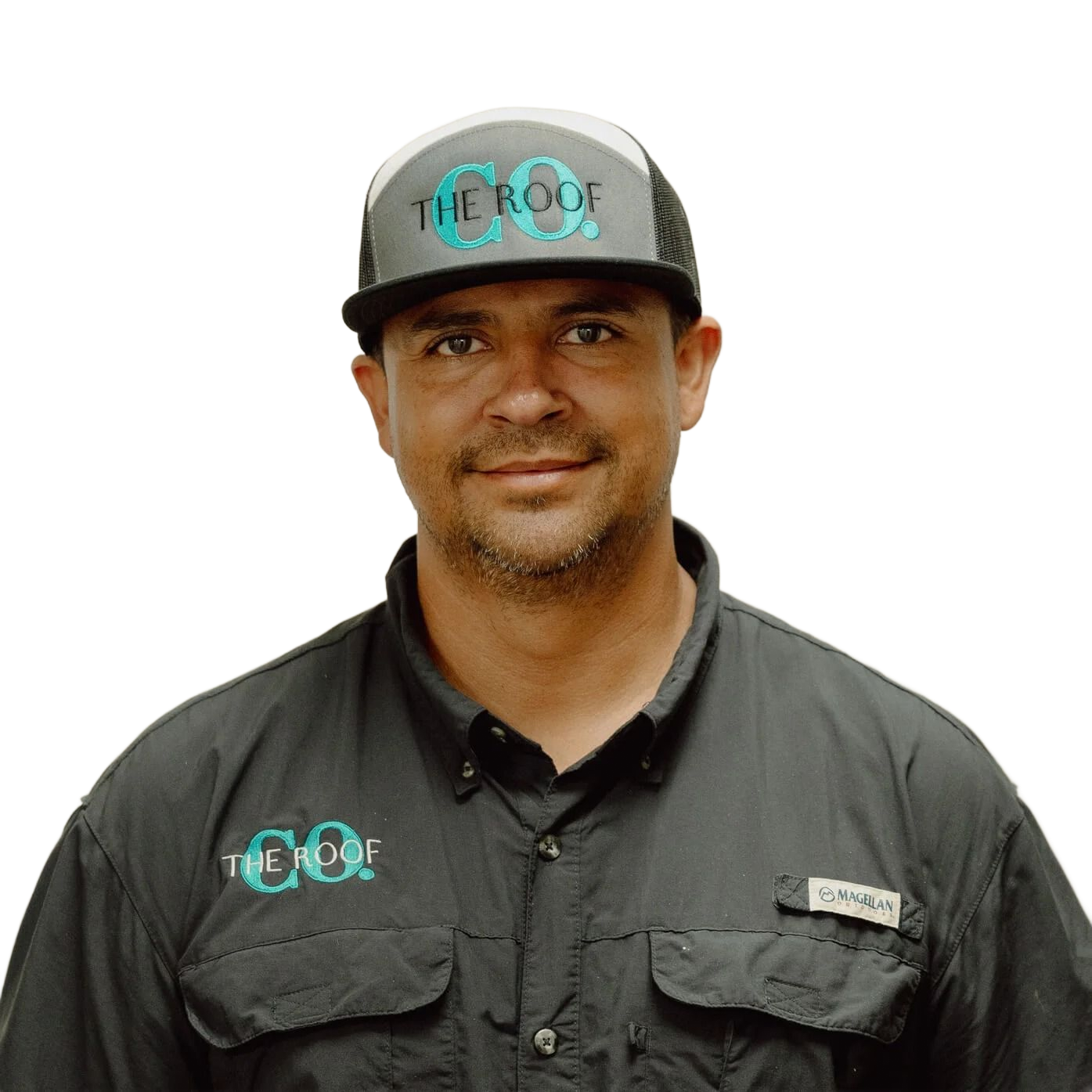 Man wearing a trucker hat and shirt with 