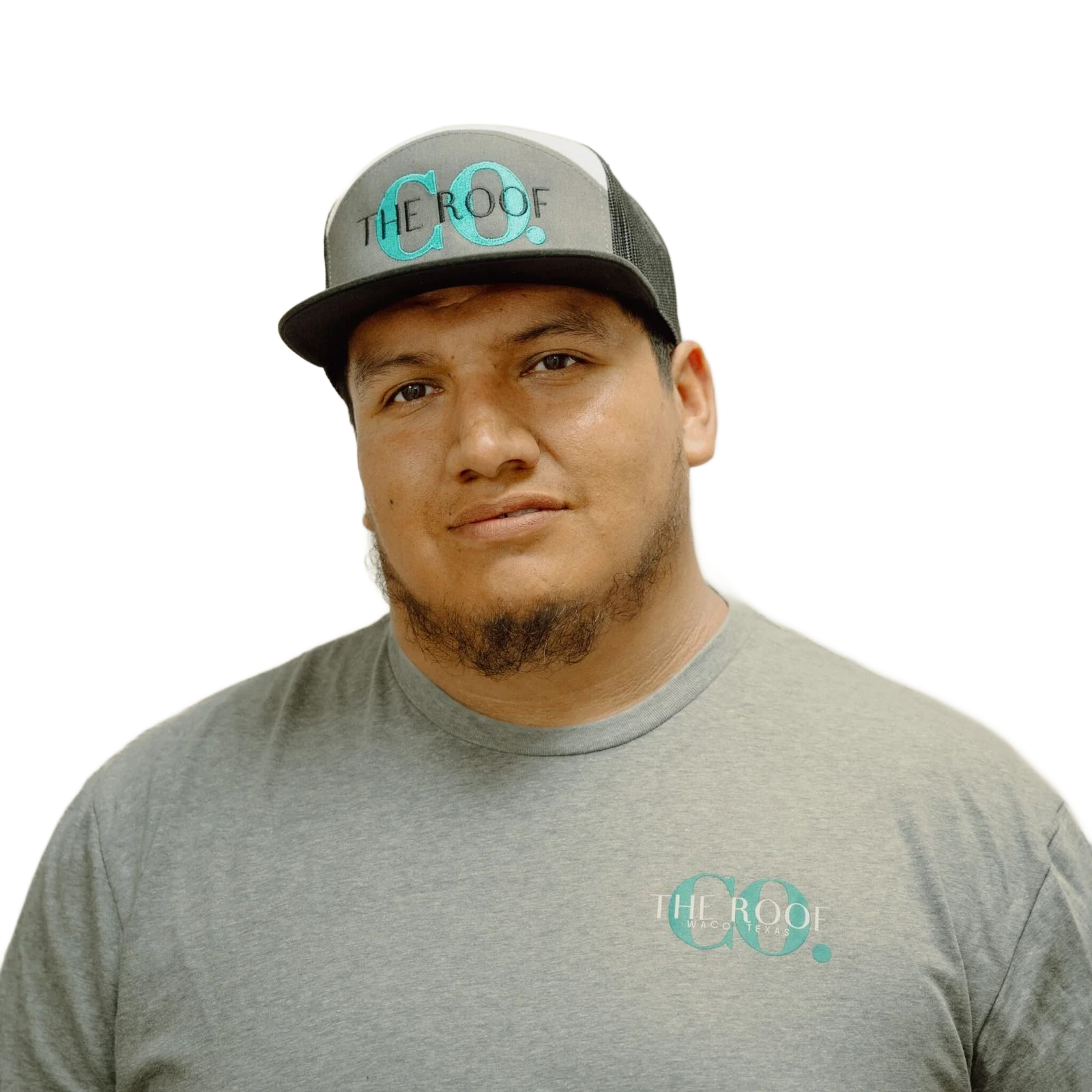 Man with a beard wearing a gray 