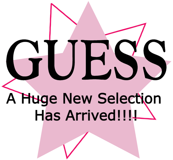 Guess logo over starburst stating a huge new selection has arrived