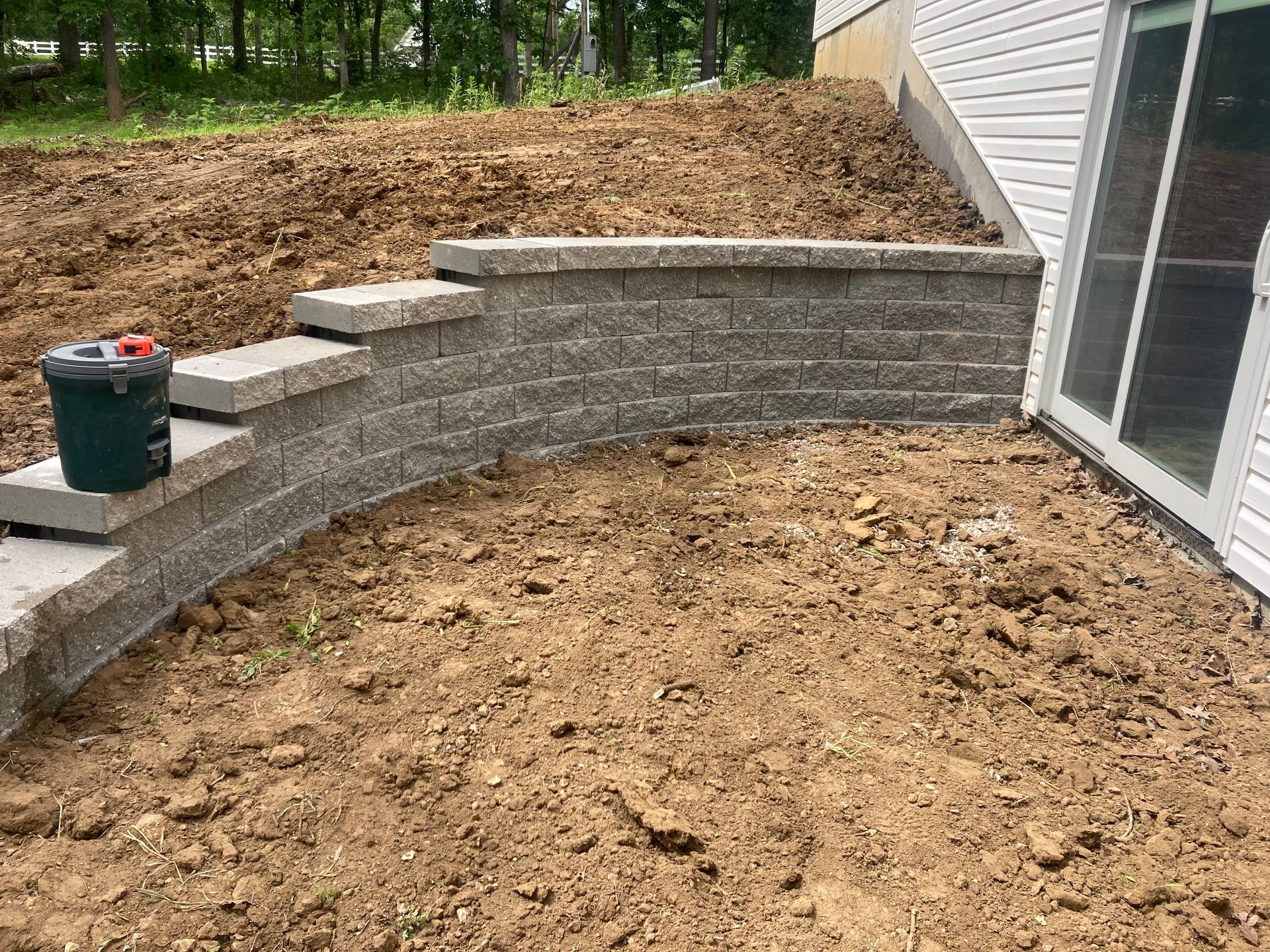 completed retaining wall