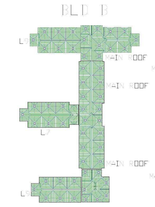 A top-down architectural roof plan of