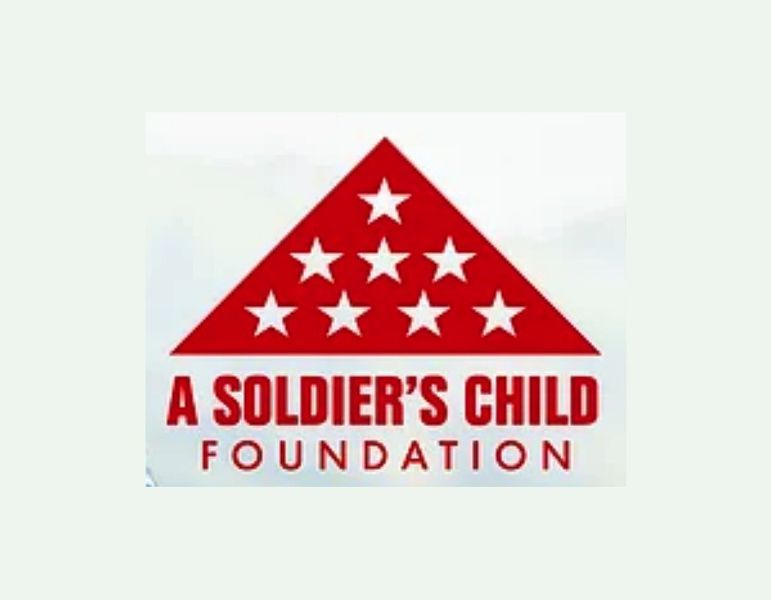 Logo of A Soldier's Child Foundation: red triangle with white stars, below text 