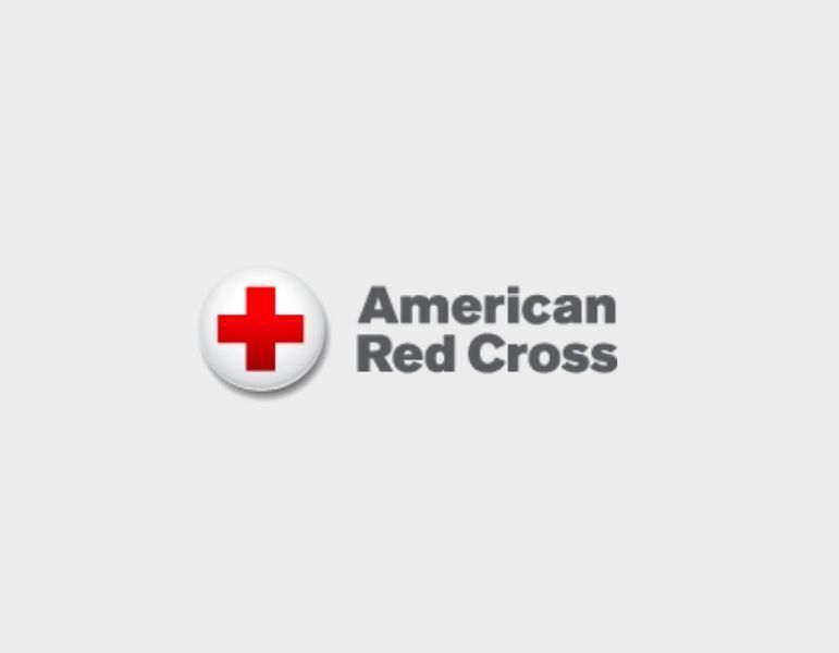 American Red Cross logo with a red cross on a white background, next to the words 