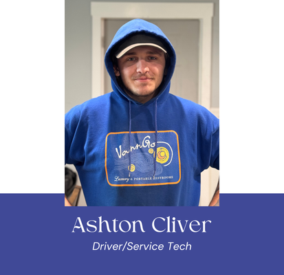 Man in blue hoodie with 