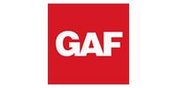 White “GAF” logo in a red square