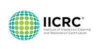 Logo for the Institute of Inspection Cleaning and Restoration Certification, featuring a globe of green and blue dots.