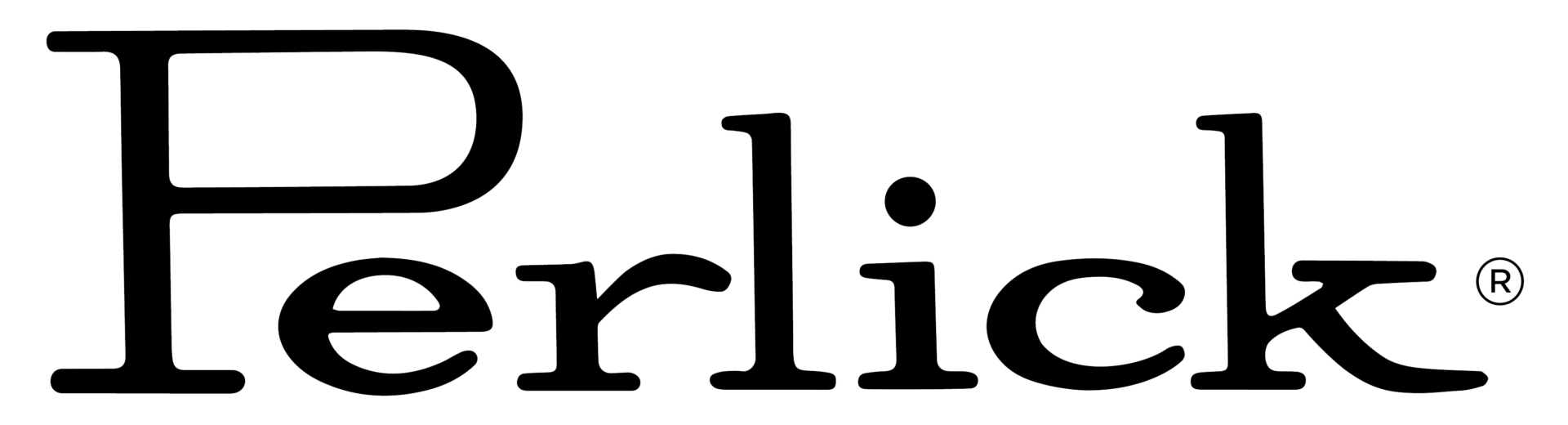 A black and white logo for perlick on a white background
