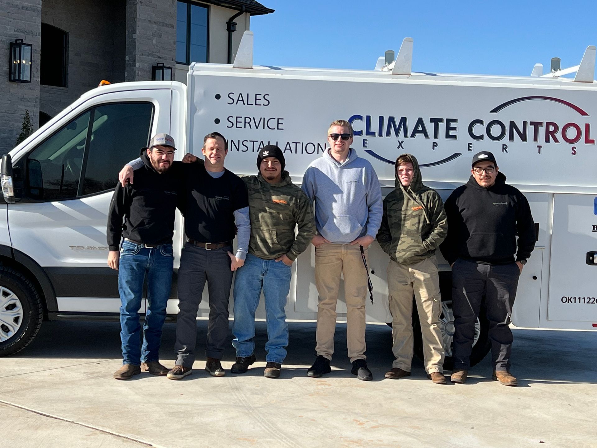 Company truck and a house