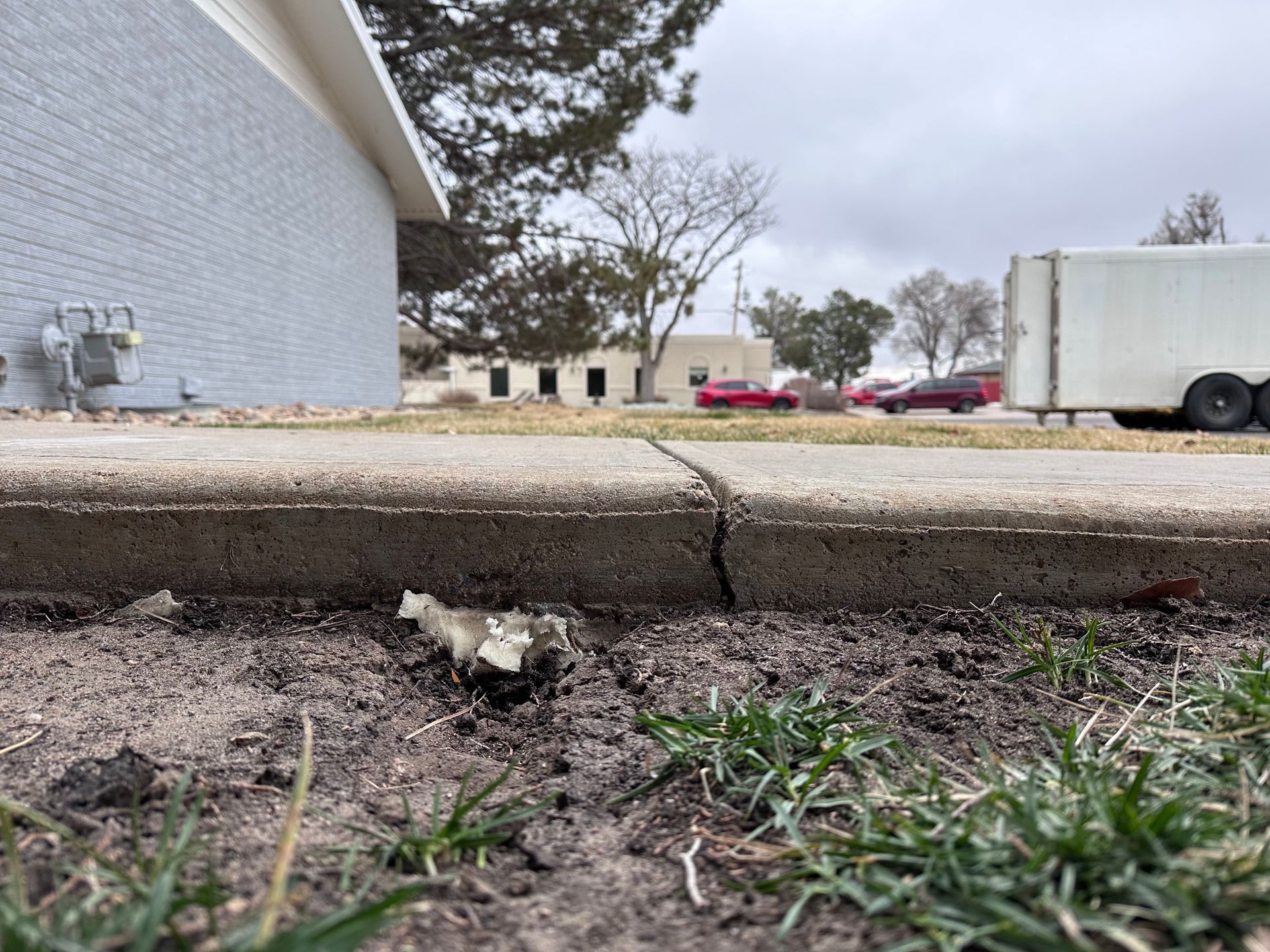 Red concrete surface with a thin separation line.