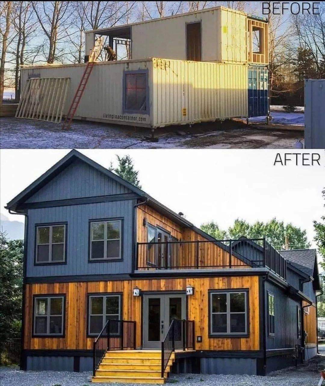 modern container home before and after