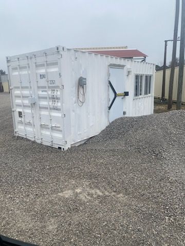 white shipping container