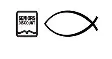 Senior Discount, Christian Fish Logo