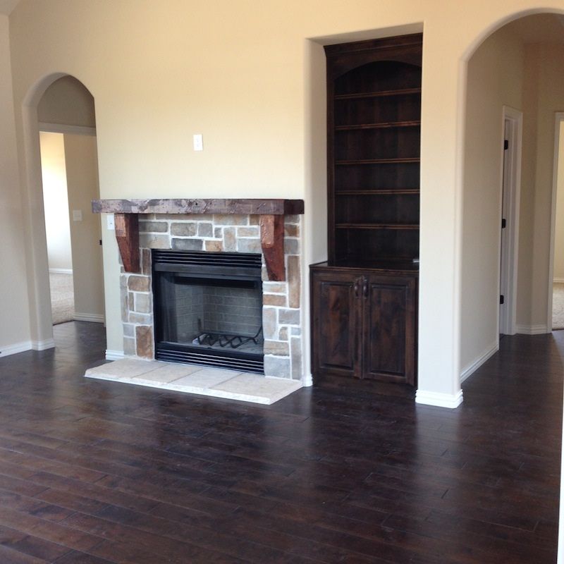 Living room with a fireplace