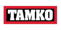 TAMKO logo in bold white letters on a black rectangle with a red border