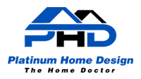 Platinum Home Design logo with blue roof graphic and the tagline “The Home Doctor”