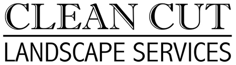 Logo for Clean Cut Landscape Services with the name in large serif font above a horizontal line and the services in sans.