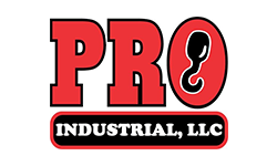 The logo for pro industrial llc is red and black