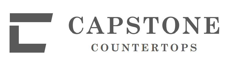 The logo for capstone countertops is black and white.