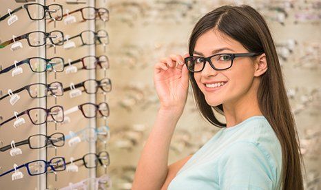 Woman and eyeglass frames