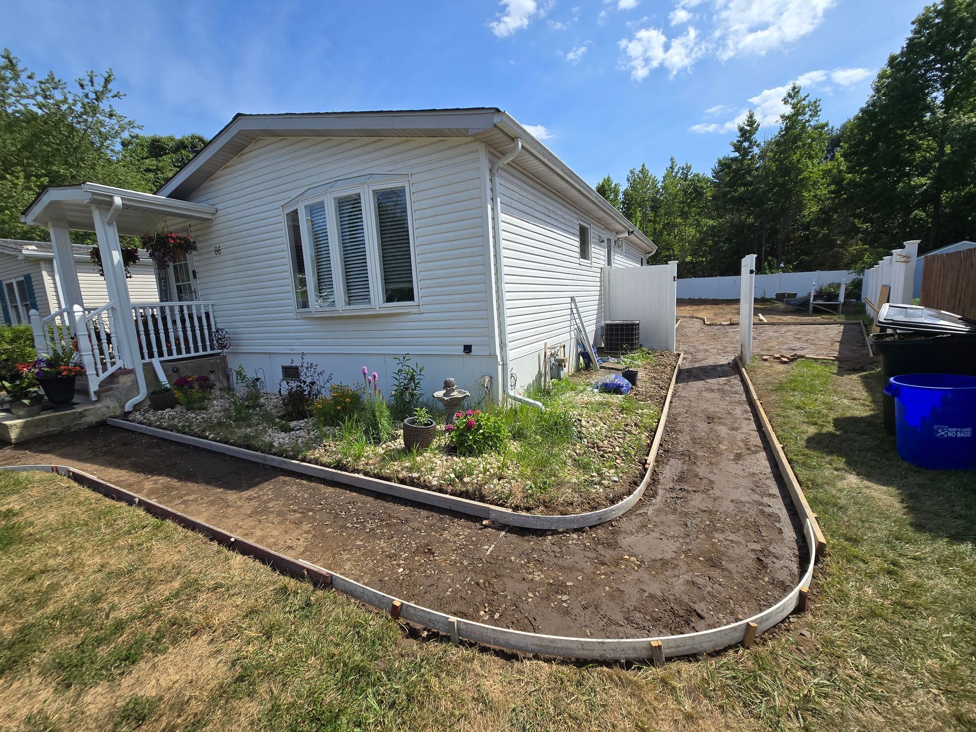 Concrete walkway construction