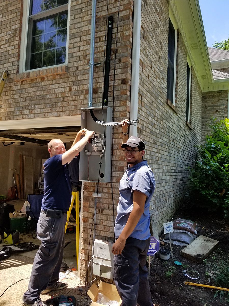 Electrician repairing panel