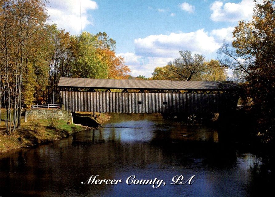 A picture of a covered bridge in mercer county pa