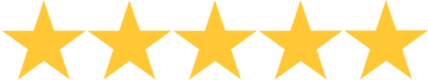 Five gold stars in a row on a white background