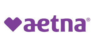 Aetna logo with purple heart and wordmark on white background.