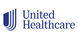 UnitedHealthcare logo: blue emblem with curved lines and text 