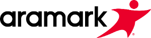 A logo for aramark with a red star on a white background.