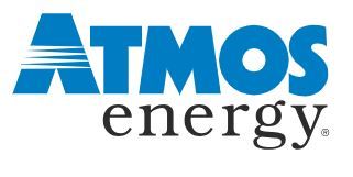 The atmos energy logo is blue and white on a white background.