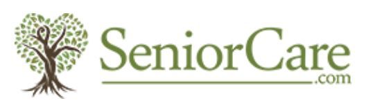 The logo for seniorcare.com has a tree on it