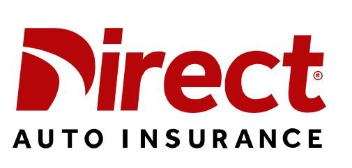The logo for direct auto insurance is red and black.