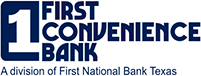 The first convenience bank logo is a division of first national bank texas.
