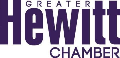The logo for the greater hewitt chamber is purple and white.