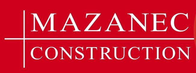 A mazanec construction logo on a red background
