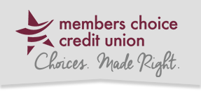 A logo for members choice credit union that says choices made right