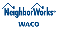 The logo for neighbor works waco is blue and white.