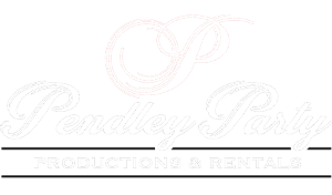 A logo for a company called pendley party productions and rentals.
